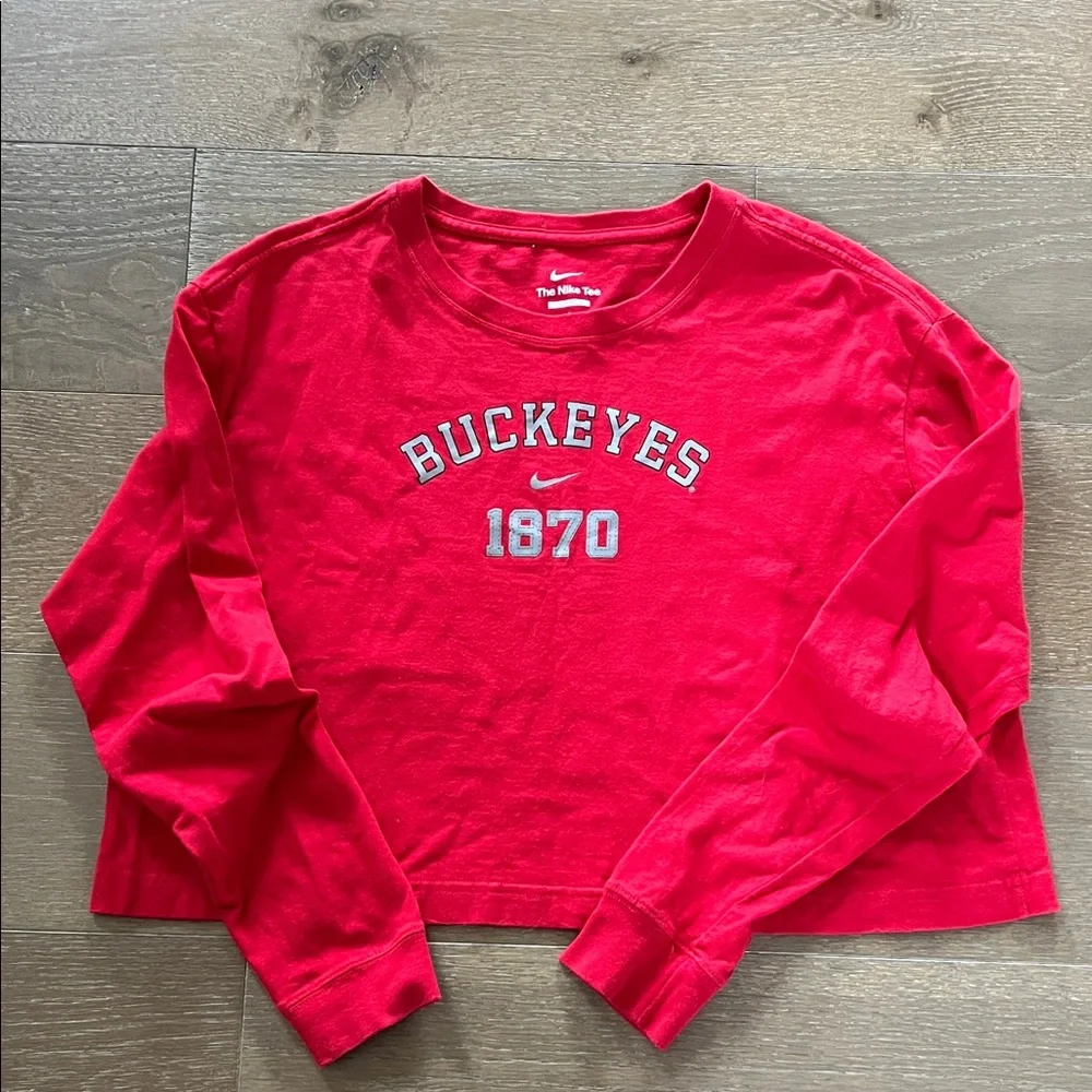 NIKE Ohio State Long Sleeve Cropped Cotton Tee size large
